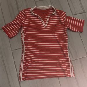 Tommy Hilfiger orange and white striped shirt